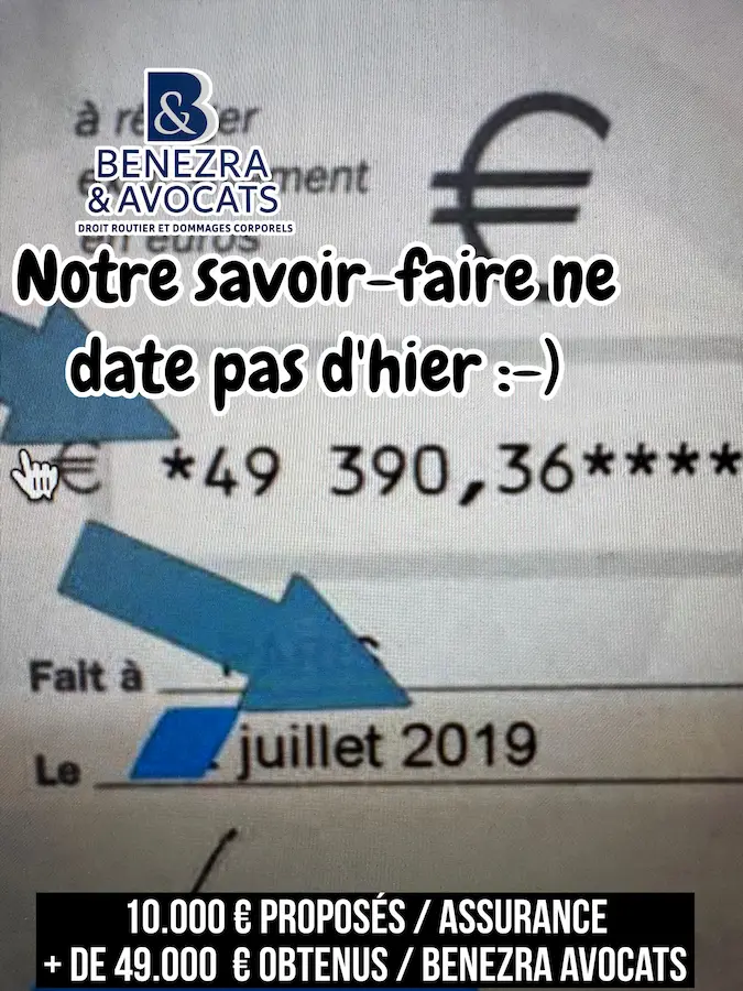 chèque remis à une victime à titre de provision